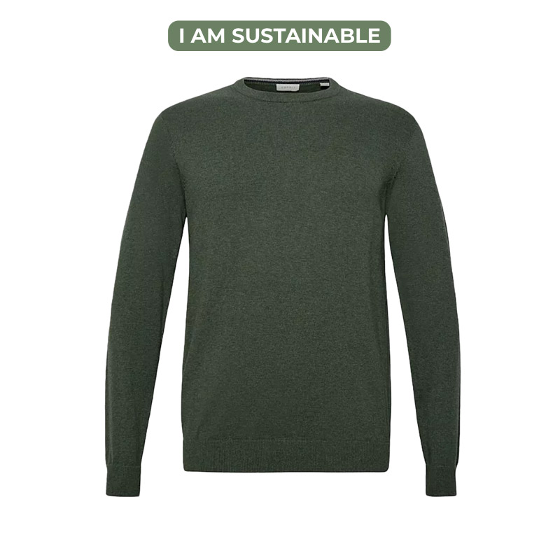 Męski sweter, sweter na jesień, zielony sweter, Eco, esprit