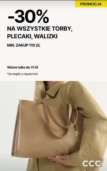 - 30% na Torby, Plecaki, Walizki. Min. zakup 110zł